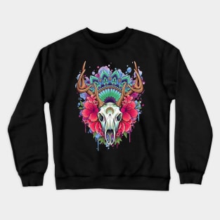 Stag Skull Floral Design by Lorna Laine Crewneck Sweatshirt